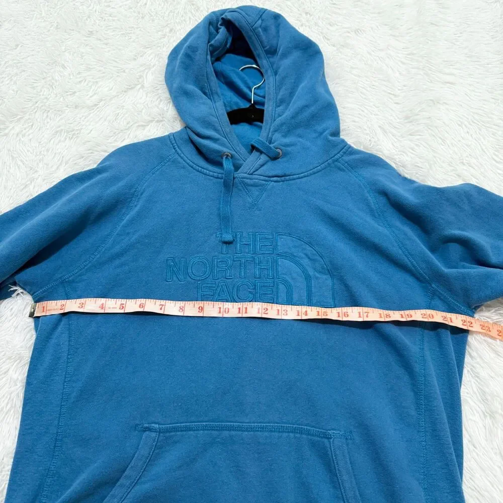Men The North Face Graphic Print Hoodie Pullover in Marine Blue Size Medium
